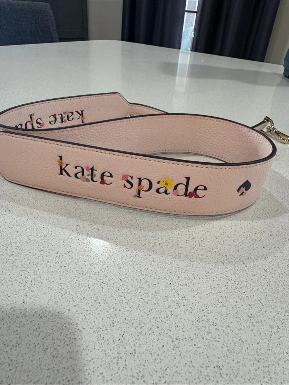 kate spade Blush Pink Floral Logo Leather Strap with Gold Hardware - Picture 1 of 4